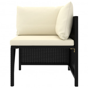 Set mobilier de grădină cu perne, 9 piese, negru, poliratan - Img 3