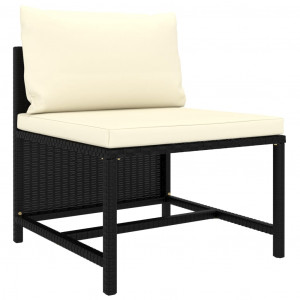 Set mobilier de grădină cu perne, 9 piese, negru, poliratan - Img 5