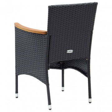 Set mobilier de grădină cu perne, 9 piese, negru, poliratan - Img 7