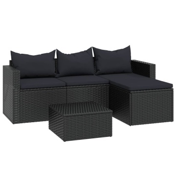 Set mobilier de grădină, negru, poliratan - Img 2