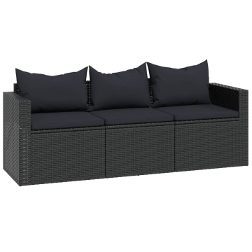 Set mobilier de grădină, negru, poliratan - Img 7