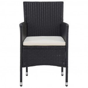 Set mobilier grădină, 5 piese, negru, poliratan și lemn acacia - Img 5