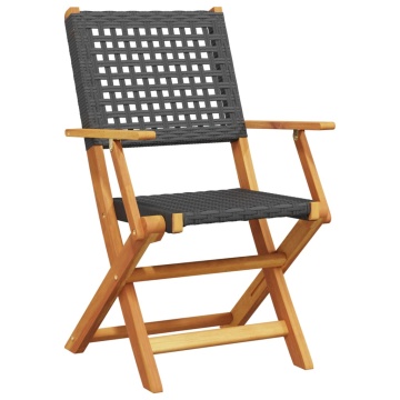 Set mobilier grădină, 5 piese, negru, poliratan și lemn masiv - Img 3