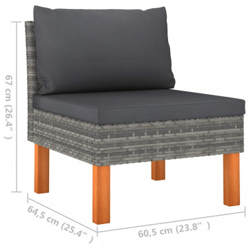 Set mobilier grădină 8 piese gri poliratan/lemn de eucalipt - Img 7