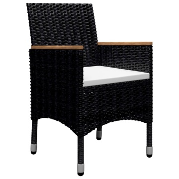 Set mobilier grădină, 9 piese, negru, poliratan și lemn acacia - Img 6
