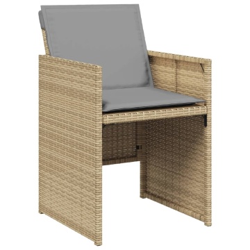 Set mobilier grădină cu perne, 13 piese, bej combinat poliratan - Img 8