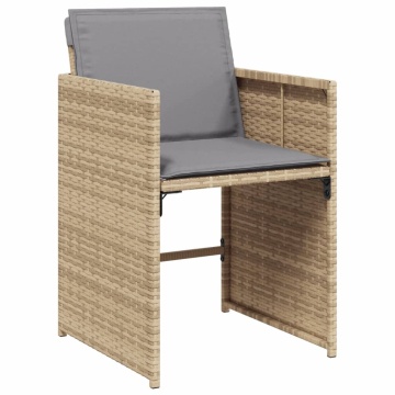 Set mobilier grădină cu perne, 15 piese, bej combinat poliratan - Img 4