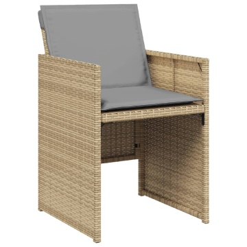 Set mobilier grădină cu perne, 15 piese, bej combinat poliratan - Img 8