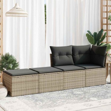 Set mobilier grădină cu perne 2 piese gri poliratan/lemn acacia - Img 3