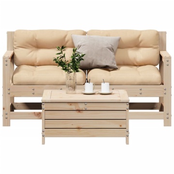 Set mobilier grădină cu perne, 3 piese, lemn masiv de pin - Img 1