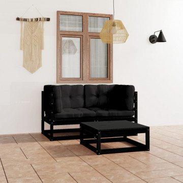 Set mobilier grădină cu perne, 3 piese, lemn masiv pin - Img 1