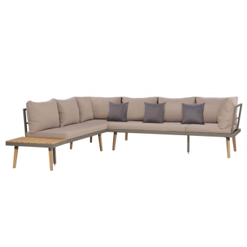 Set mobilier grădină cu perne, 4 piese, maro, lemn acacia - Img 2