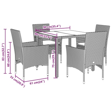 Set mobilier grădină cu perne 5 piese gri poliratan/lemn acacia - Img 6