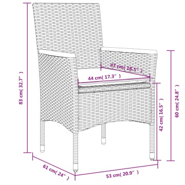 Set mobilier grădină cu perne 5 piese gri poliratan/lemn acacia - Img 7