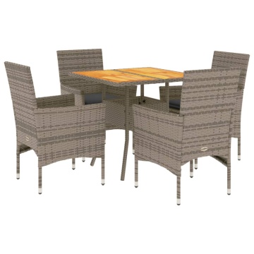 Set mobilier grădină cu perne 5 piese gri poliratan/lemn acacia - Img 2