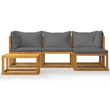 Set mobilier grădină cu perne, 5 piese, lemn masiv acacia - Img 2