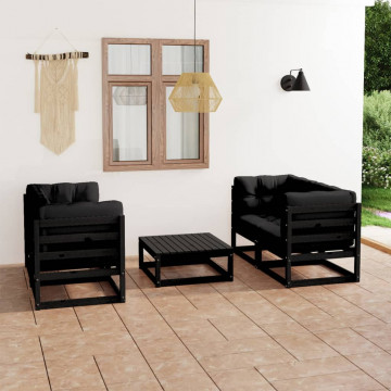 Set mobilier grădină cu perne, 5 piese, lemn masiv pin - Img 1