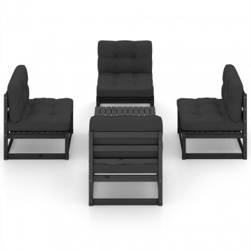 Set mobilier grădină cu perne, 5 piese, lemn masiv pin - Img 3