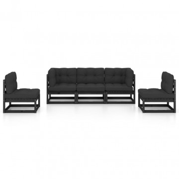 Set mobilier grădină cu perne, 5 piese, lemn masiv pin - Img 3