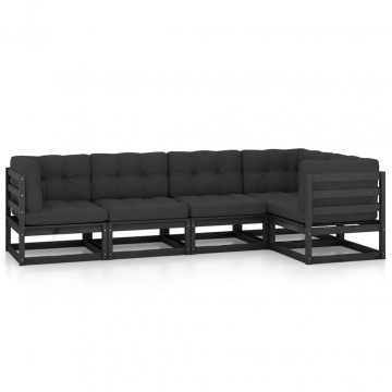 Set mobilier grădină cu perne, 5 piese, lemn masiv pin - Img 2