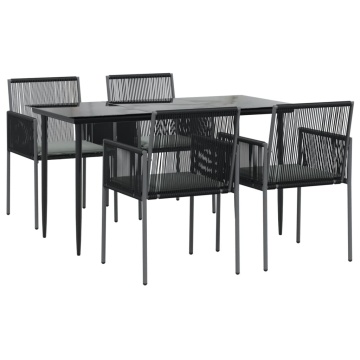 Set mobilier grădină cu perne, 5 piese, negru, poliratan & oțel - Img 3
