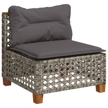 Set mobilier grădină cu perne, 6 piese, gri, poliratan - Img 3