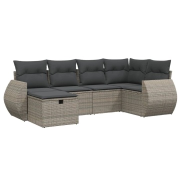 Set mobilier grădină cu perne, 6 piese, gri, poliratan - Img 2