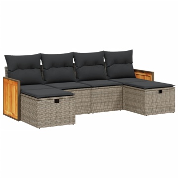 Set mobilier grădină cu perne, 6 piese, gri, poliratan - Img 2