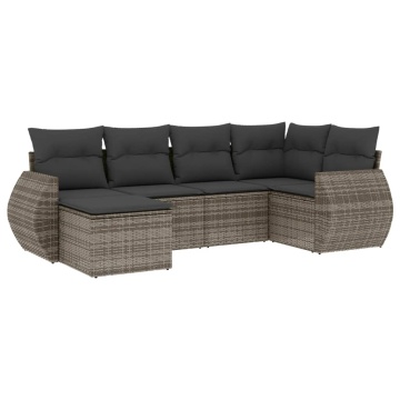 Set mobilier grădină cu perne, 6 piese, gri, poliratan - Img 2