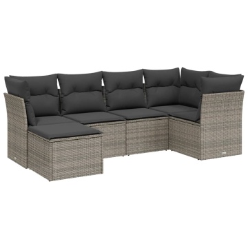 Set mobilier grădină cu perne, 6 piese, gri, poliratan - Img 2