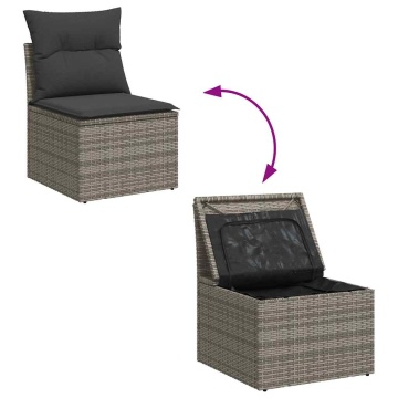 Set mobilier grădină cu perne, 6 piese, gri, poliratan - Img 6