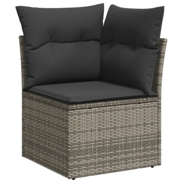 Set mobilier grădină cu perne, 6 piese, gri, poliratan - Img 5