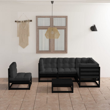 Set mobilier grădină cu perne, 6 piese, lemn masiv pin - Img 1