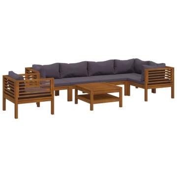 Set mobilier grădină cu perne, 7 piese, lemn masiv de acacia - Img 2