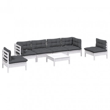 Set mobilier grădină cu perne, 7 piese, lemn masiv de pin - Img 3