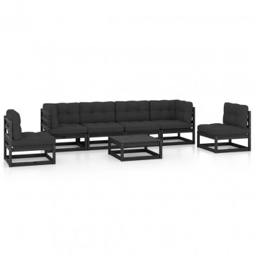 Set mobilier grădină cu perne, 7 piese, lemn masiv pin - Img 2