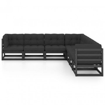 Set mobilier grădină cu perne, 7 piese, lemn masiv pin - Img 3