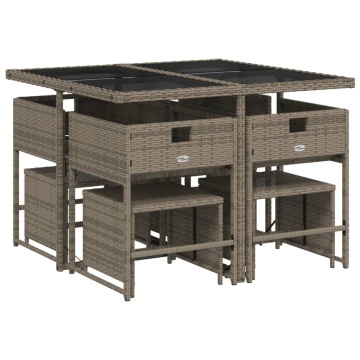 Set mobilier grădină cu perne, 9 piese, gri, poliratan - Img 8