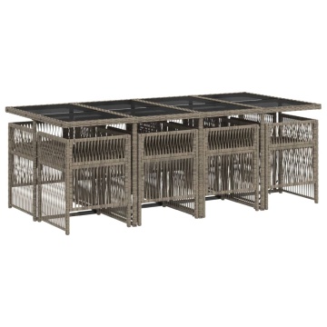 Set mobilier grădină cu perne, 9 piese, gri, poliratan - Img 3