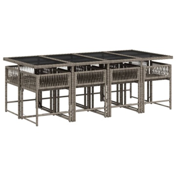 Set mobilier grădină cu perne, 9 piese, gri, poliratan - Img 3