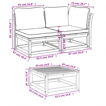 Set mobilier grădină cu perne, 9 piese, lemn masiv acacia - Img 7