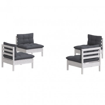 Set mobilier grădină cu perne antracit, 4 piese, lemn de pin - Img 3