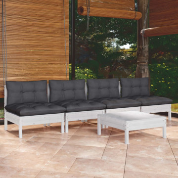 Set mobilier grădină cu perne antracit, 5 piese, lemn de pin - Img 1