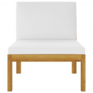 Set mobilier grădină cu perne, crem, 4 piese, lemn masiv acacia - Img 4