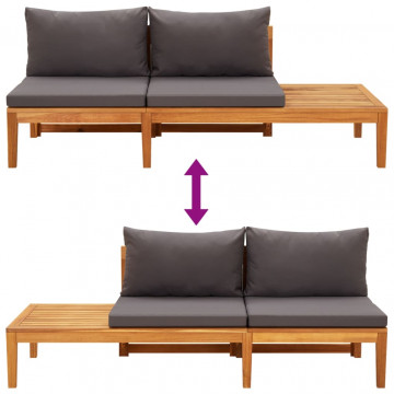 Set mobilier grădină cu perne gri închis, 3 piese, lemn acacia - Img 6