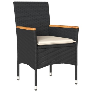 Set mobilier grădină perne 7 piese negru poliratan/lemn acacia - Img 3