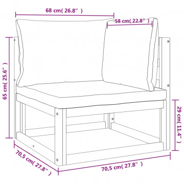 Set mobilier grădină, perne gri deschis, 7 piese, lemn masiv - Img 7
