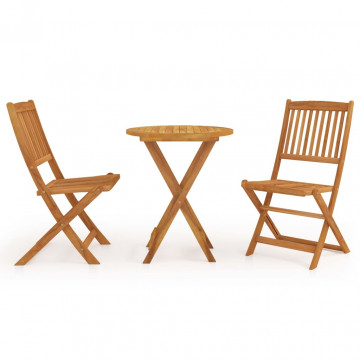 Set mobilier grădină pliabil, 3 piese, lemn masiv acacia - Img 2