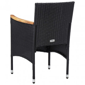 Set mobilier pentru grădină, 7 piese, negru, poliratan - Img 6