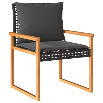 Set mobilier relaxare grădină 4 piese cu perne poliratan negru - Img 5